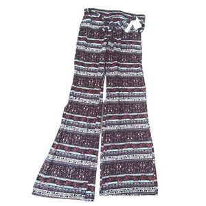 Joe B Boho Wide Leg Casual Pants Elephant Floral Print